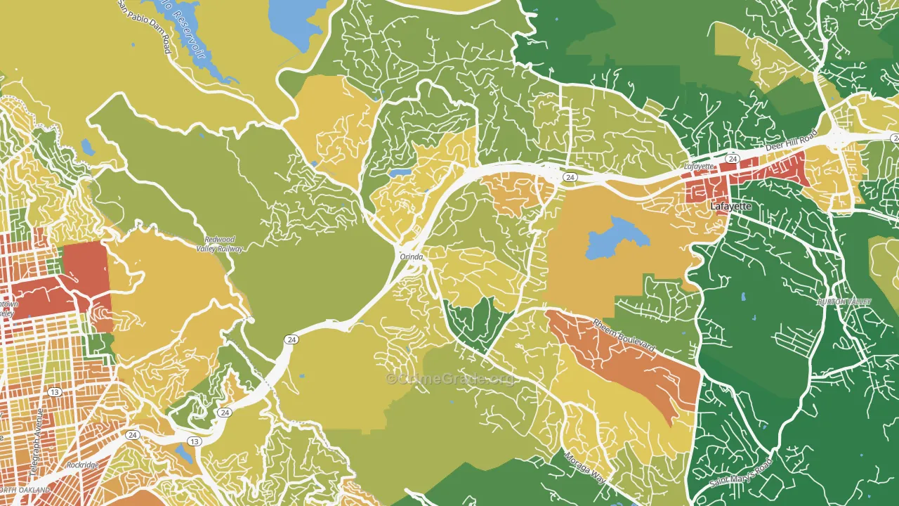 Orinda, CA Map of Vandalism Rates