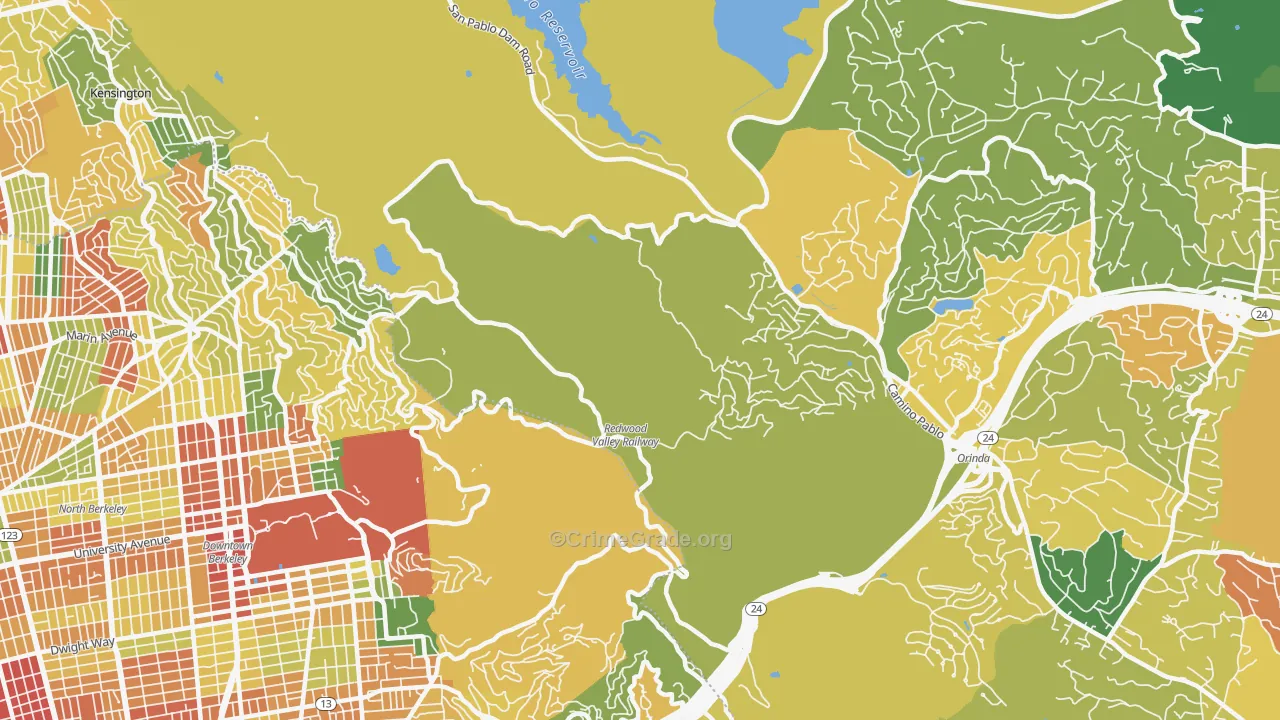Orinda Village, CA Map of Vandalism Rates
