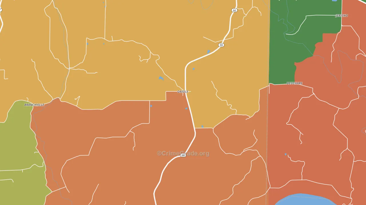 Oriole, IN Map of Vandalism Rates