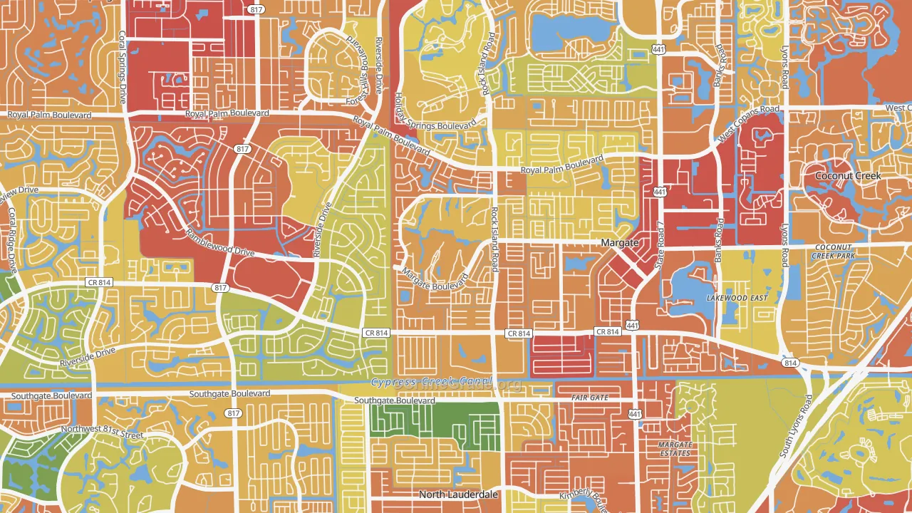 Oriole Margate Golf Course, Margate, FL Map of Vandalism Rates