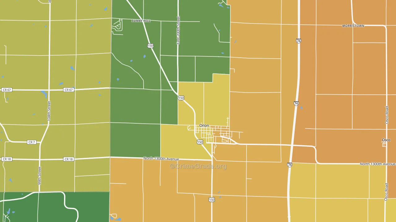 Orion, IL Map of Vandalism Rates