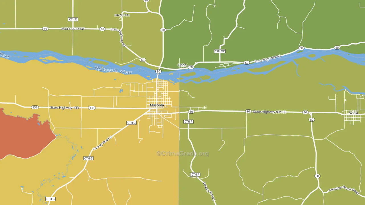 Orion, WI Map of Vandalism Rates