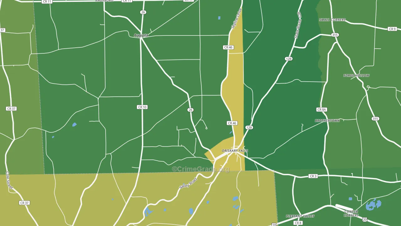 Oriskany Falls, NY Map of Vandalism Rates