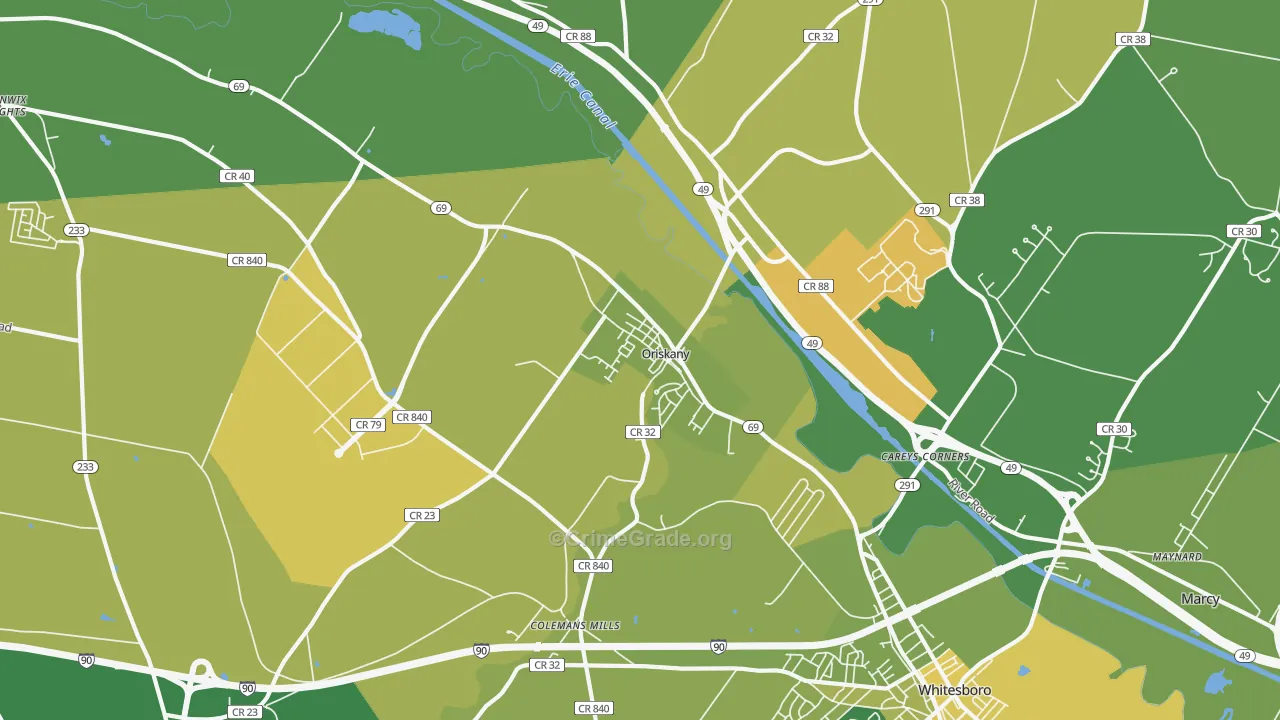 Oriskany, NY Map of Vandalism Rates