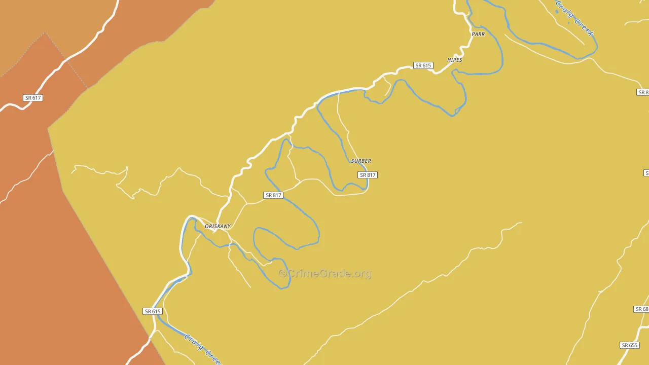 Oriskany, VA Map of Vandalism Rates