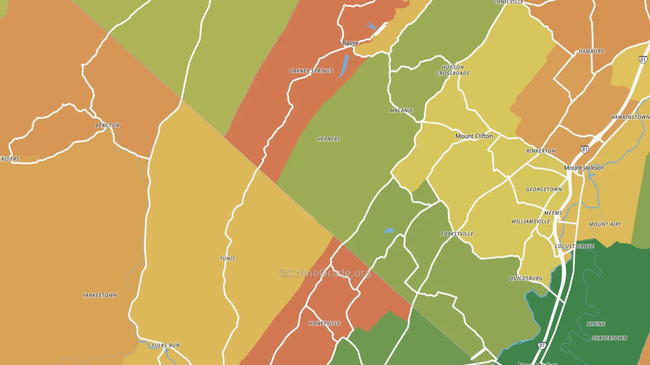 Orkney Springs, VA Map of Vandalism Rates