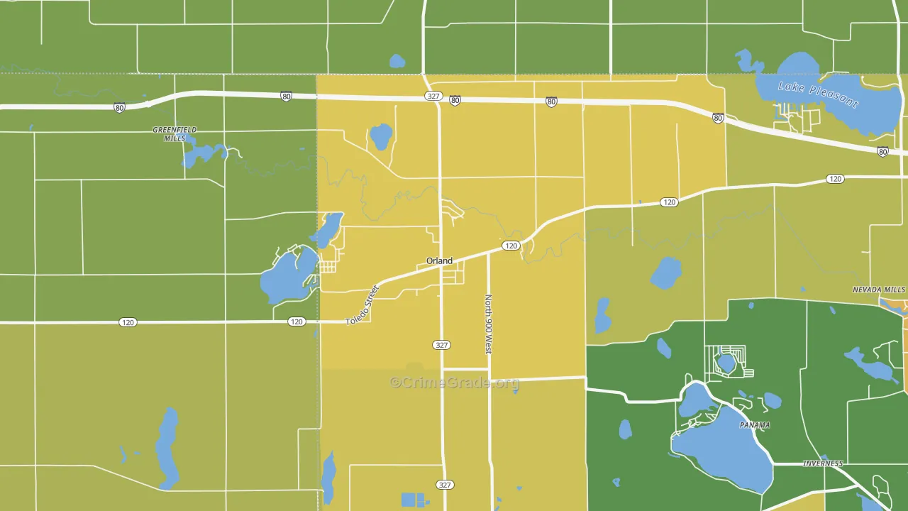 Orland, IN Map of Vandalism Rates