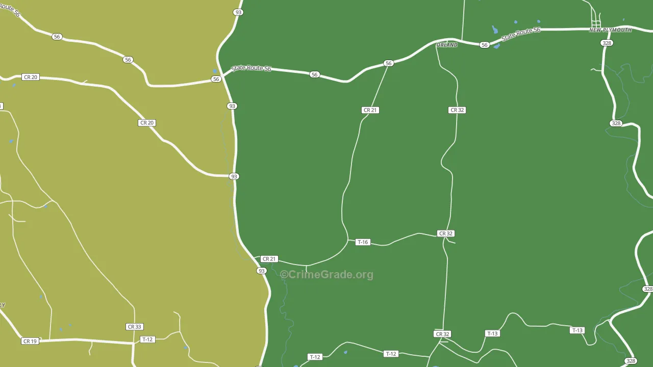 Orland, OH Map of Vandalism Rates