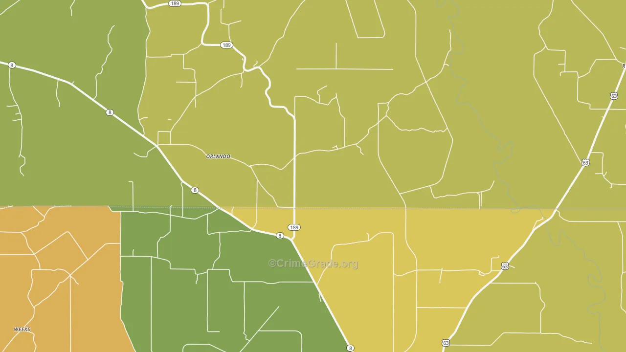 Orlando, AR Map of Vandalism Rates