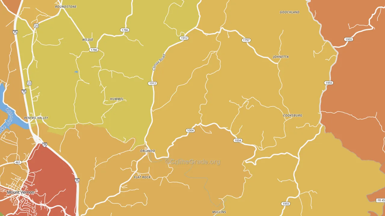 Orlando, KY Map of Vandalism Rates