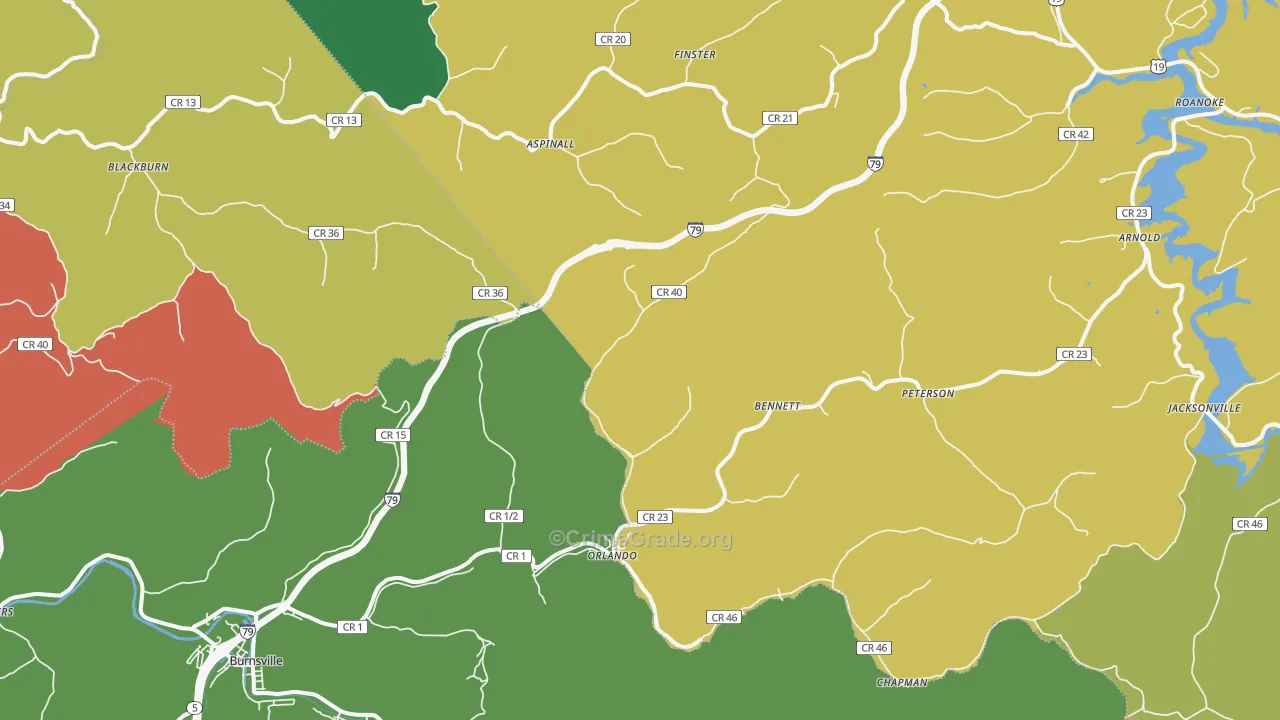 Orlando, WV Map of Vandalism Rates