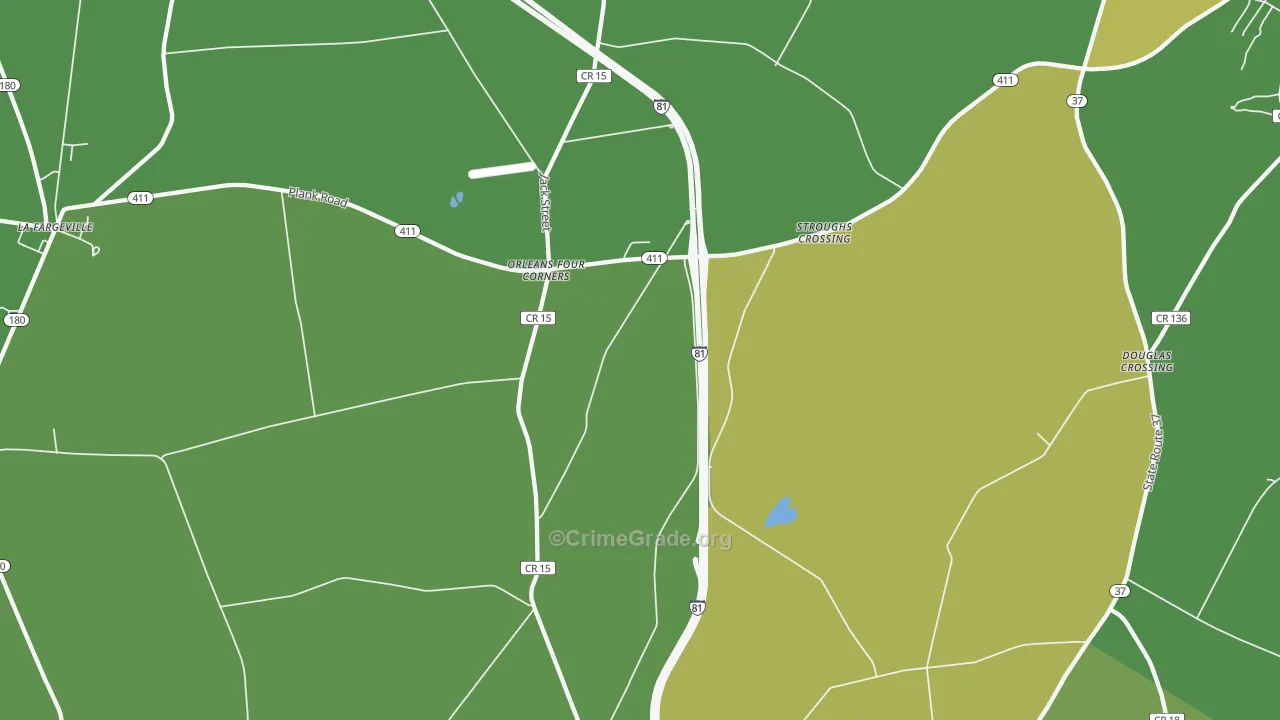 Orleans Four Corners, NY Map of Vandalism Rates