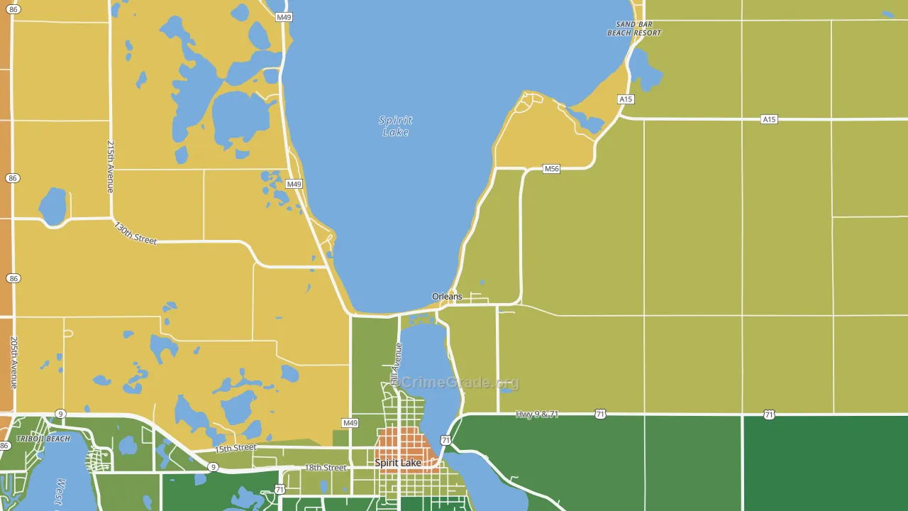 Orleans, IA Map of Vandalism Rates