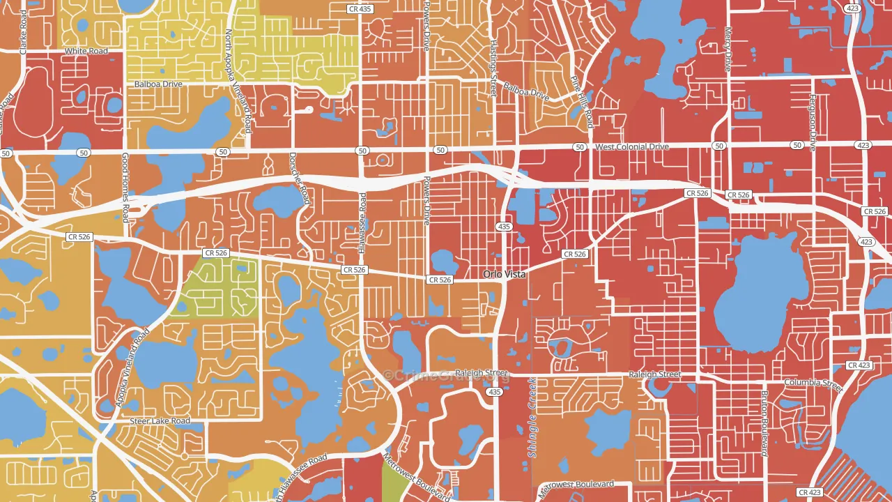 Orlovista, FL Map of Vandalism Rates