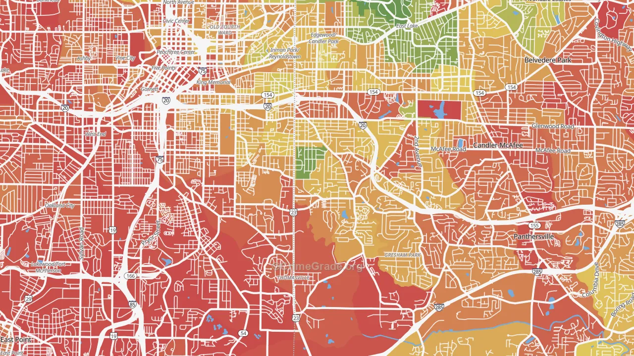 Ormewood Park-East Atlanta, Atlanta, GA Map of Vandalism Rates