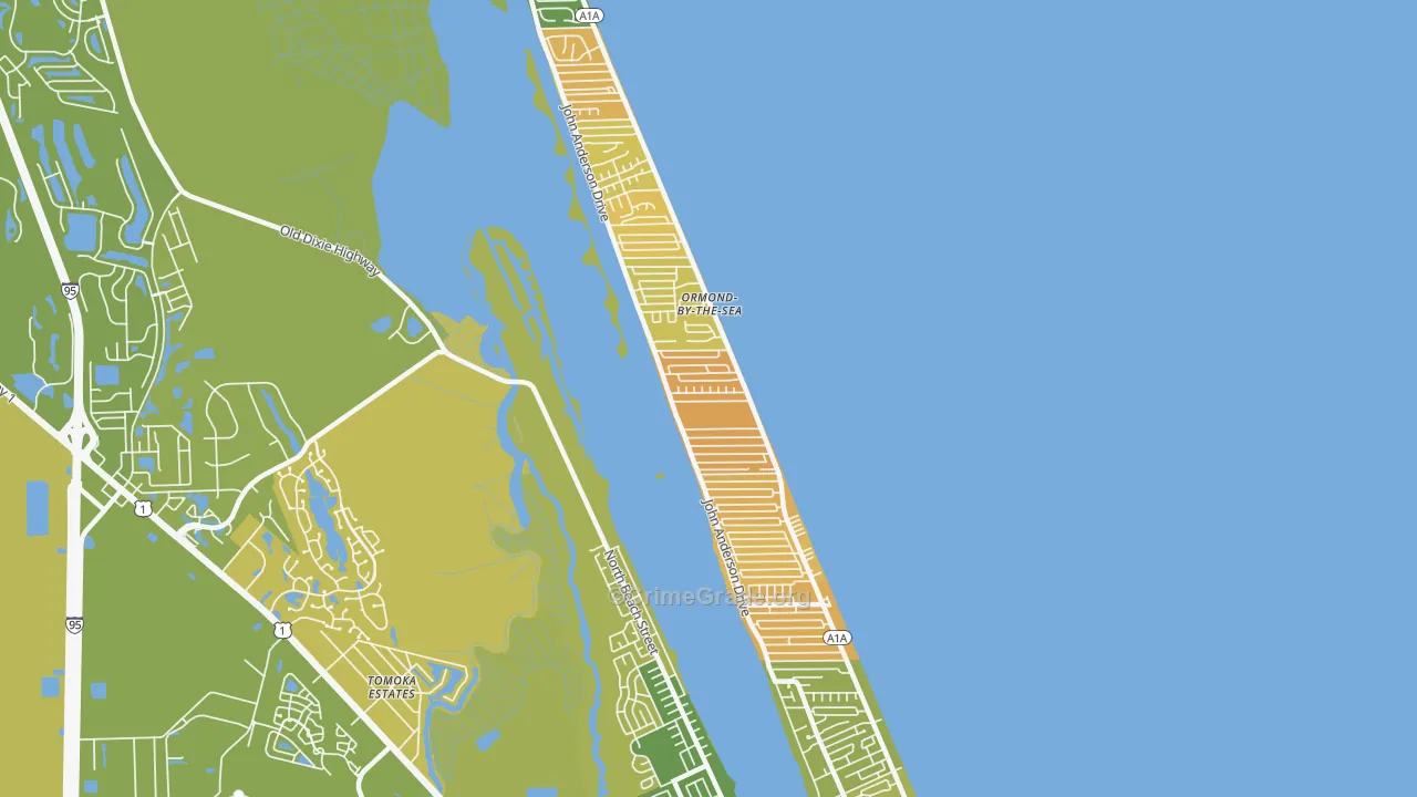 Ormond-by-the-Sea, FL Map of Vandalism Rates