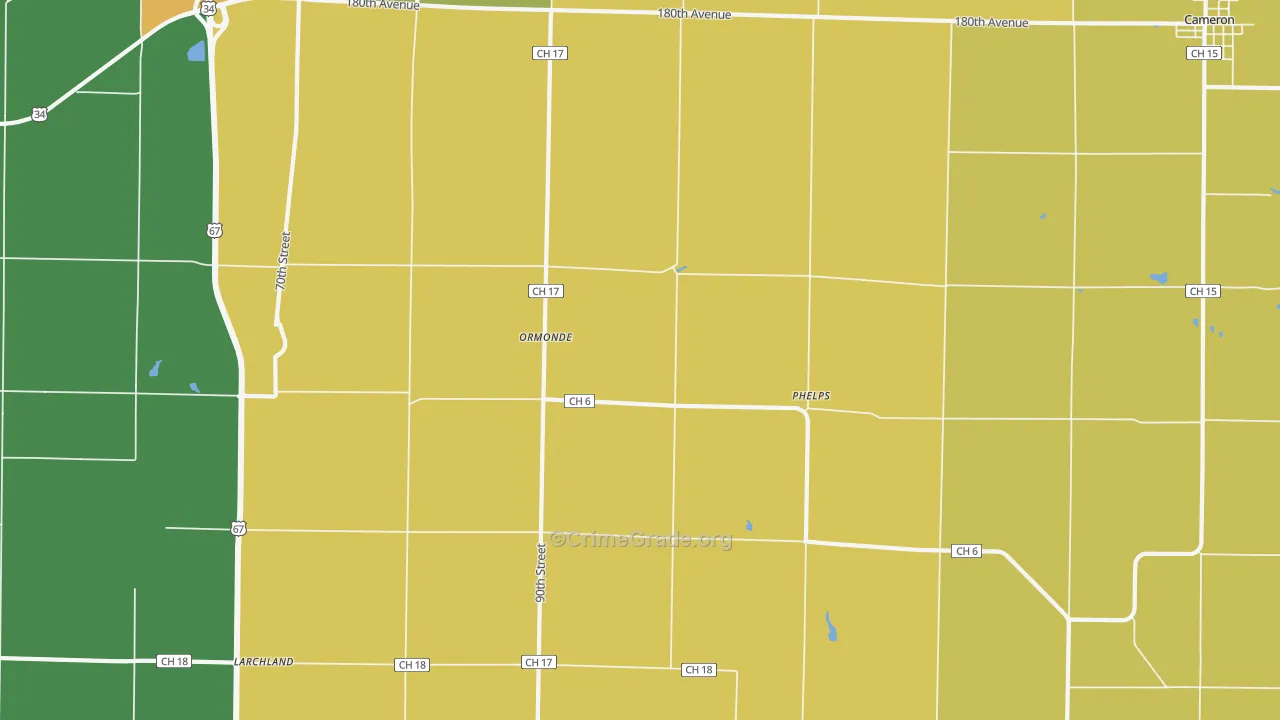 Ormonde, IL Map of Vandalism Rates