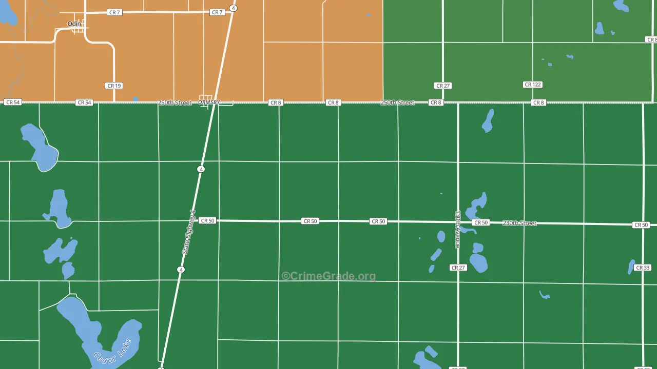 Ormsby, MN Map of Vandalism Rates