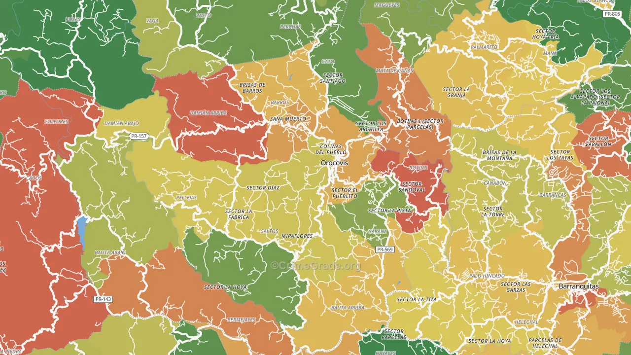 Orocovis, PR Map of Vandalism Rates