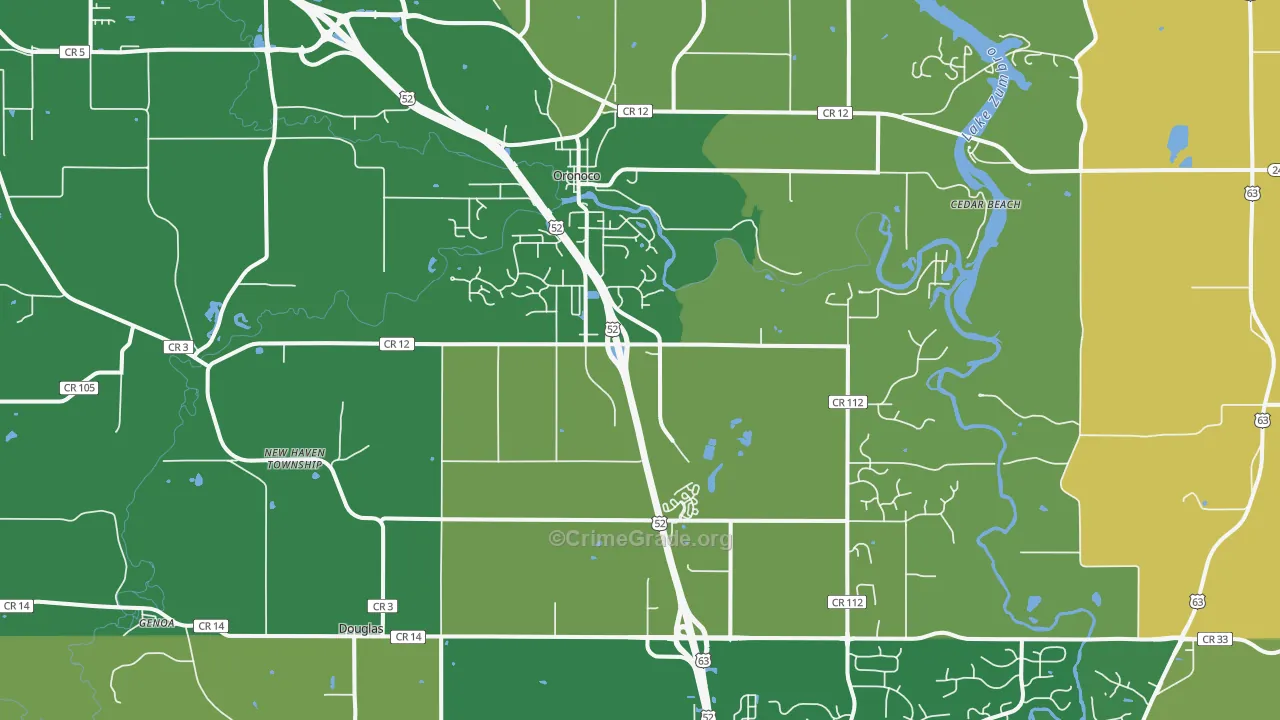 Oronoco, MN Map of Vandalism Rates
