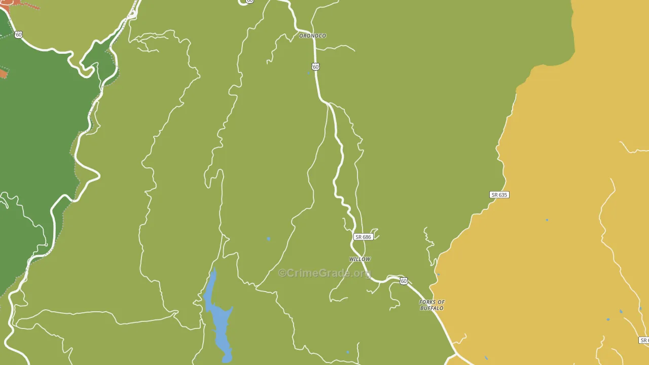 Oronoco, VA Map of Vandalism Rates