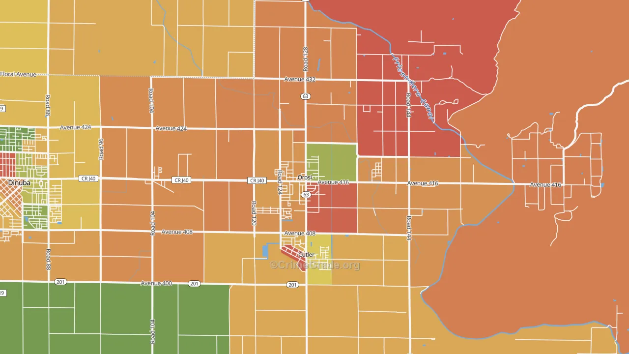 Orosi, CA Map of Vandalism Rates