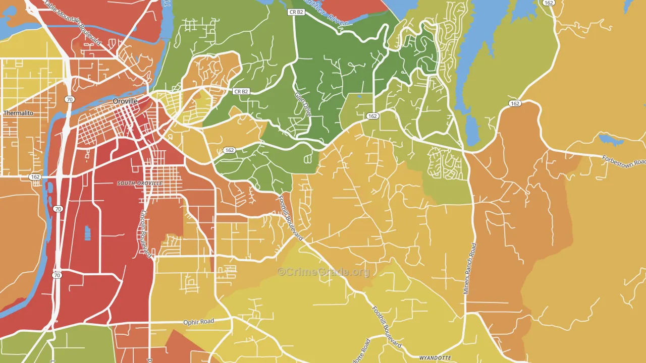 Oroville East, CA Map of Vandalism Rates