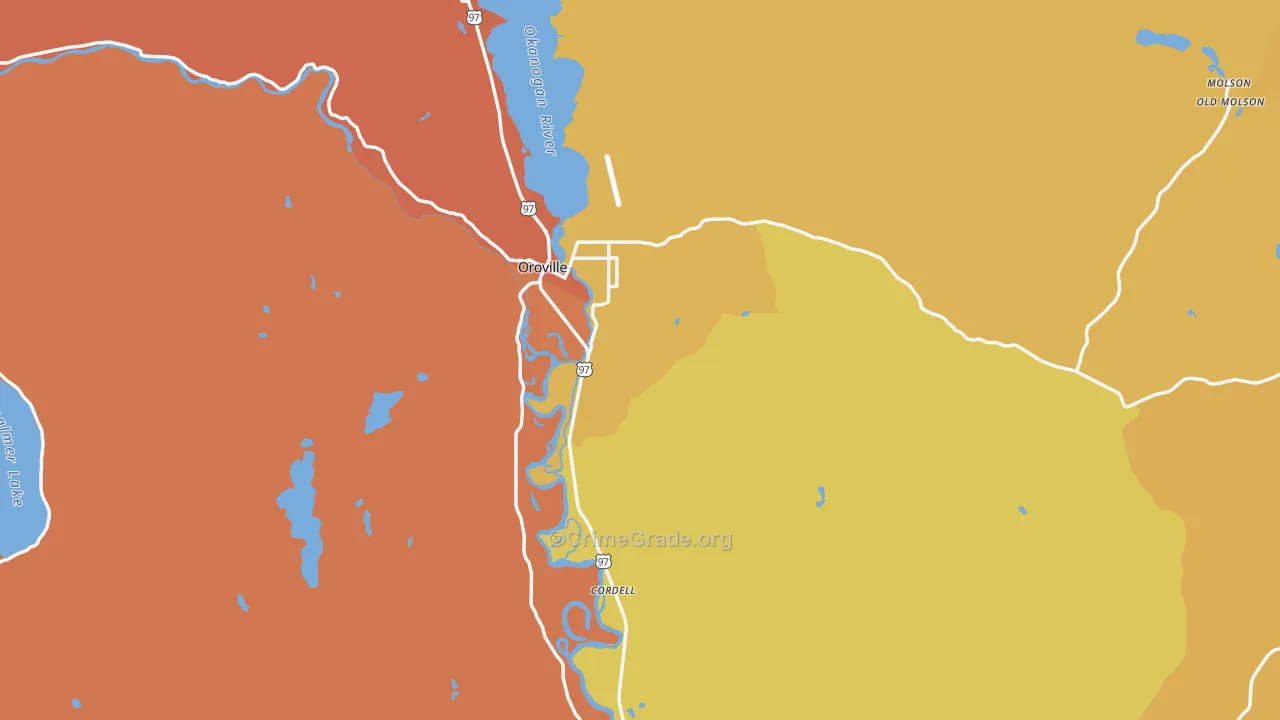 Oroville, WA Map of Vandalism Rates