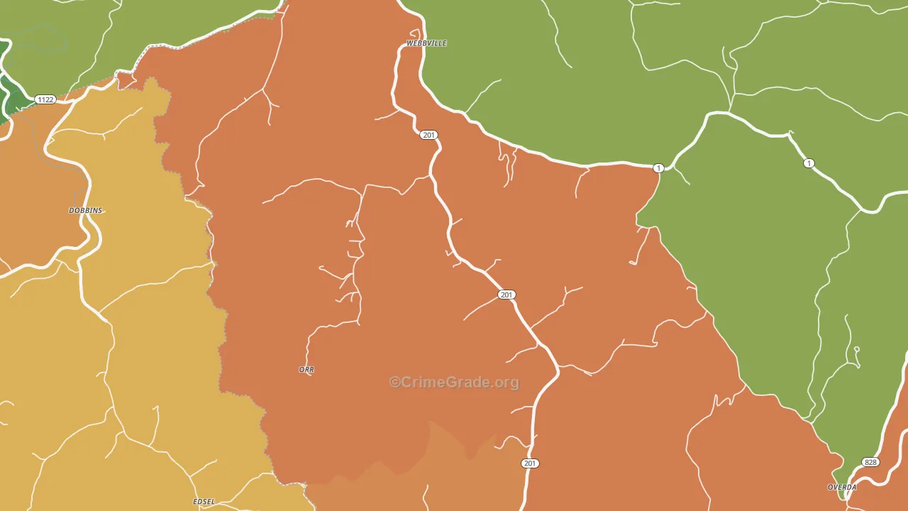 Orr, KY Map of Vandalism Rates