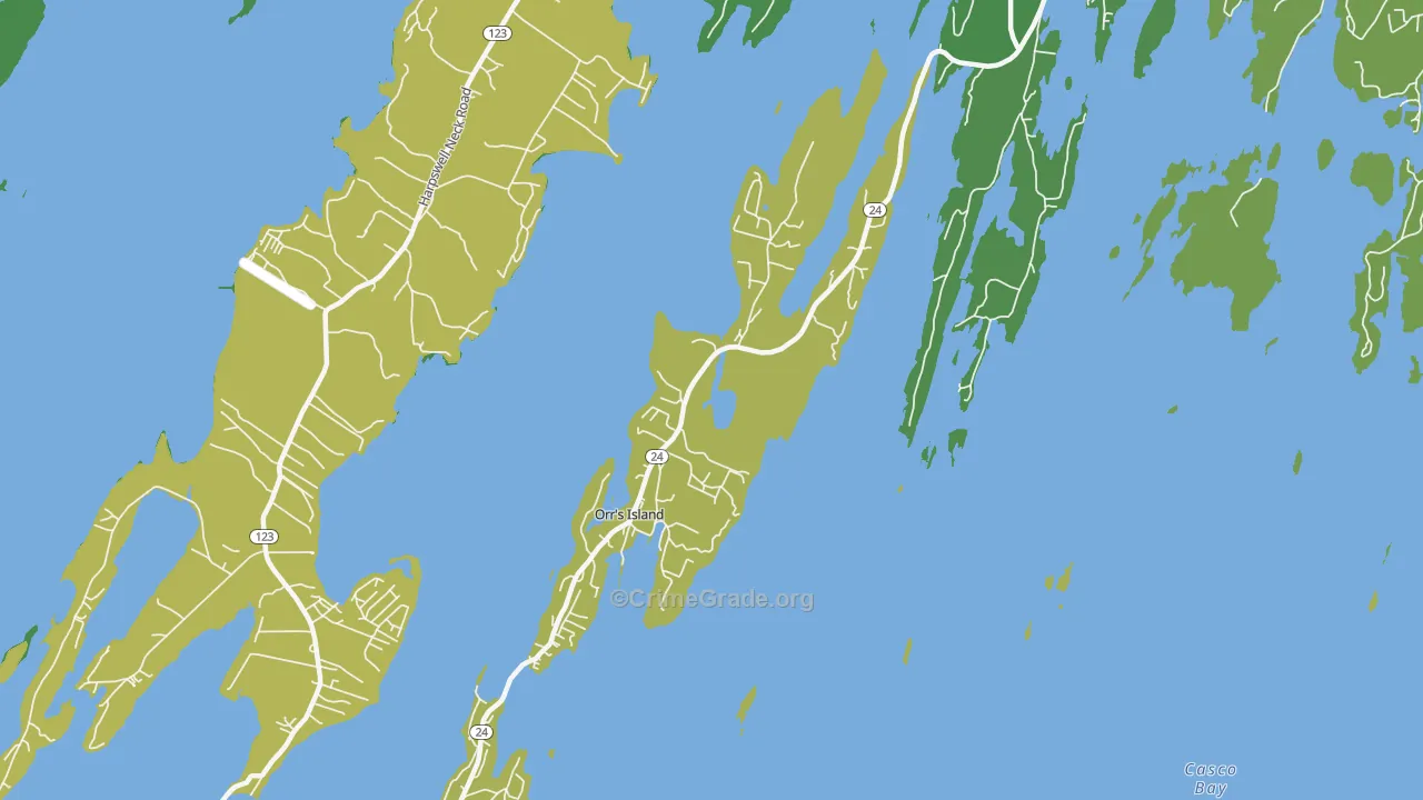 Orrs Island, ME Map of Vandalism Rates