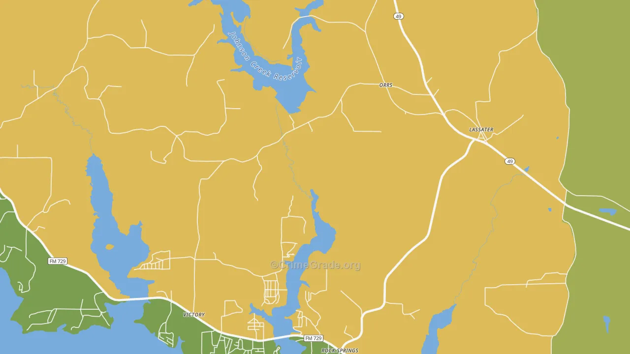 Orrs, TX Map of Vandalism Rates