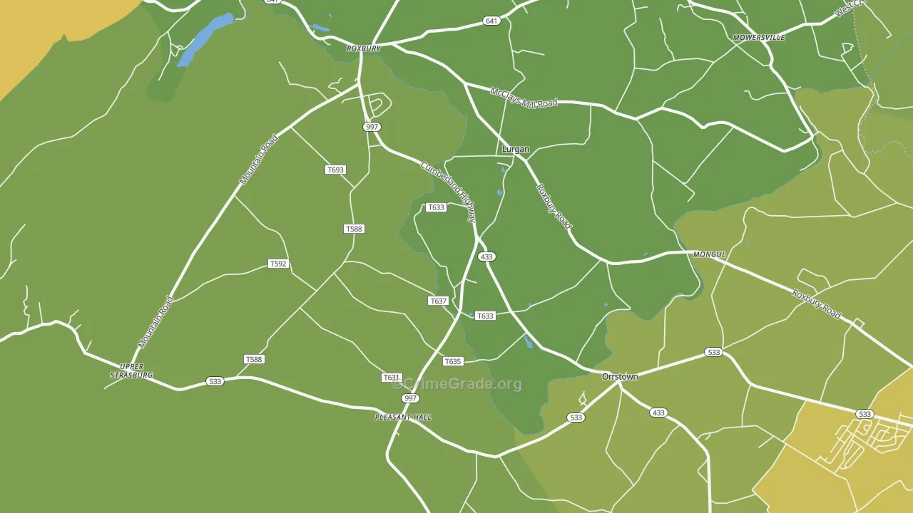 Orrstown, PA Map of Vandalism Rates