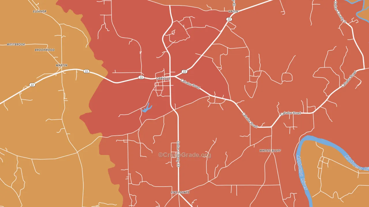 Orrville, AL Map of Vandalism Rates