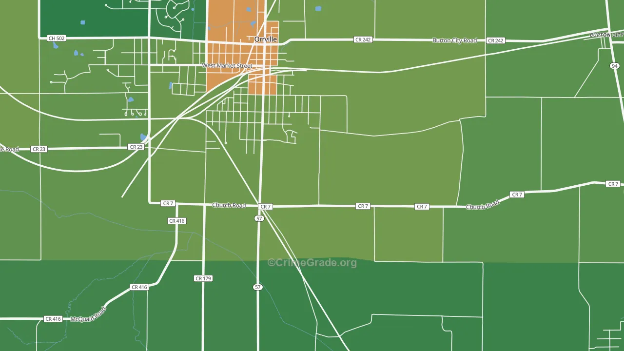 Orrville Junction, OH Map of Vandalism Rates