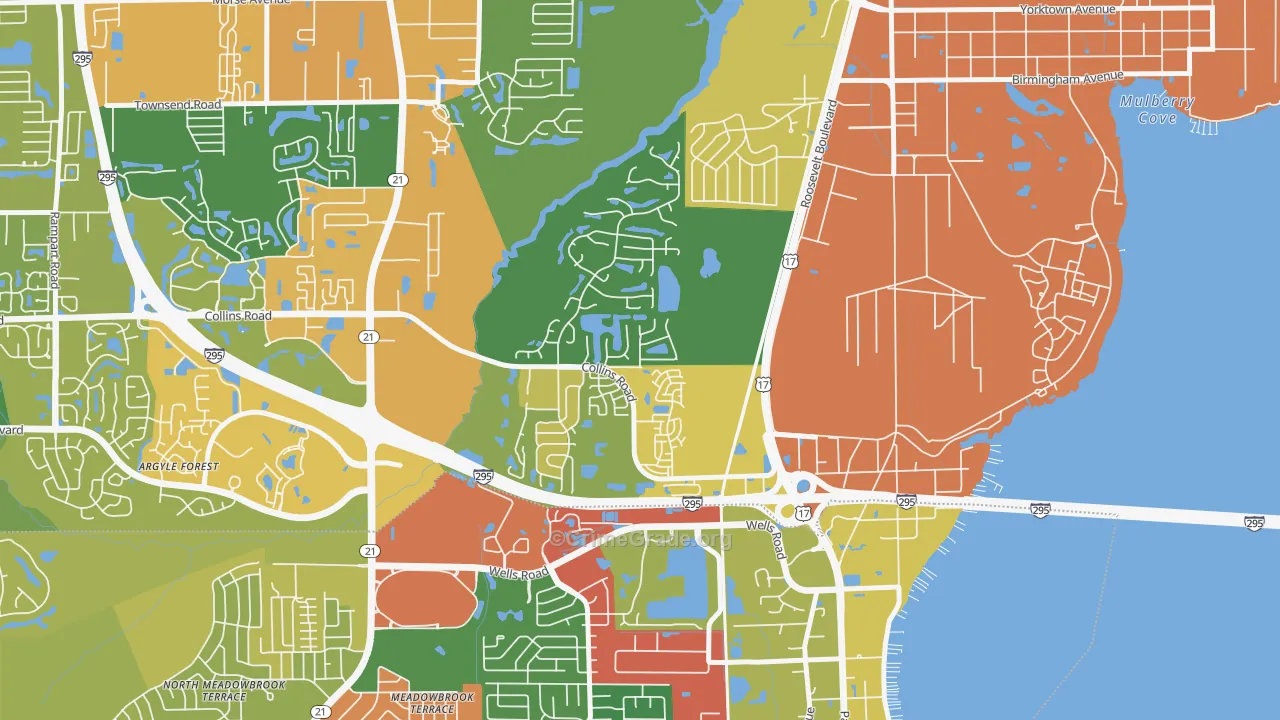 Ortega Hills, Jacksonville, FL Map of Vandalism Rates