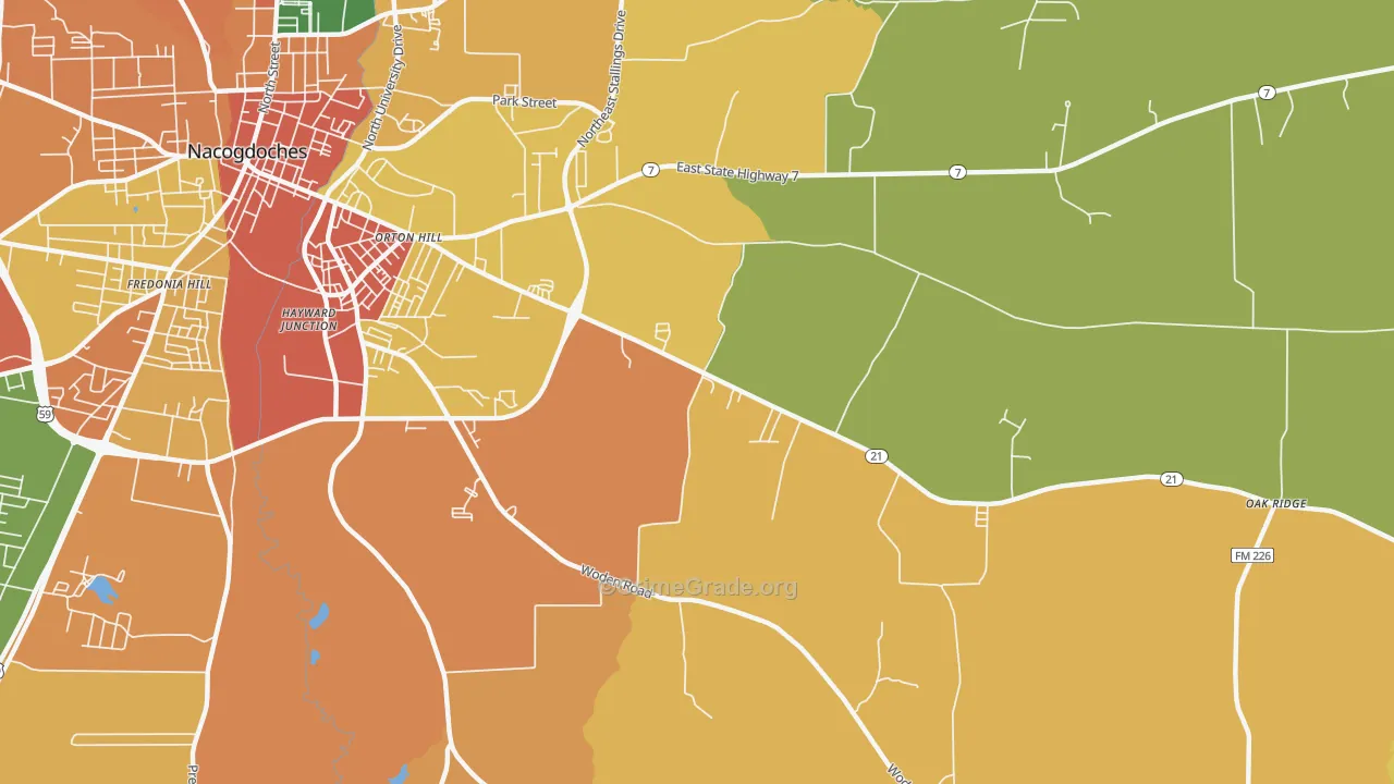 Orton Hill, TX Map of Vandalism Rates
