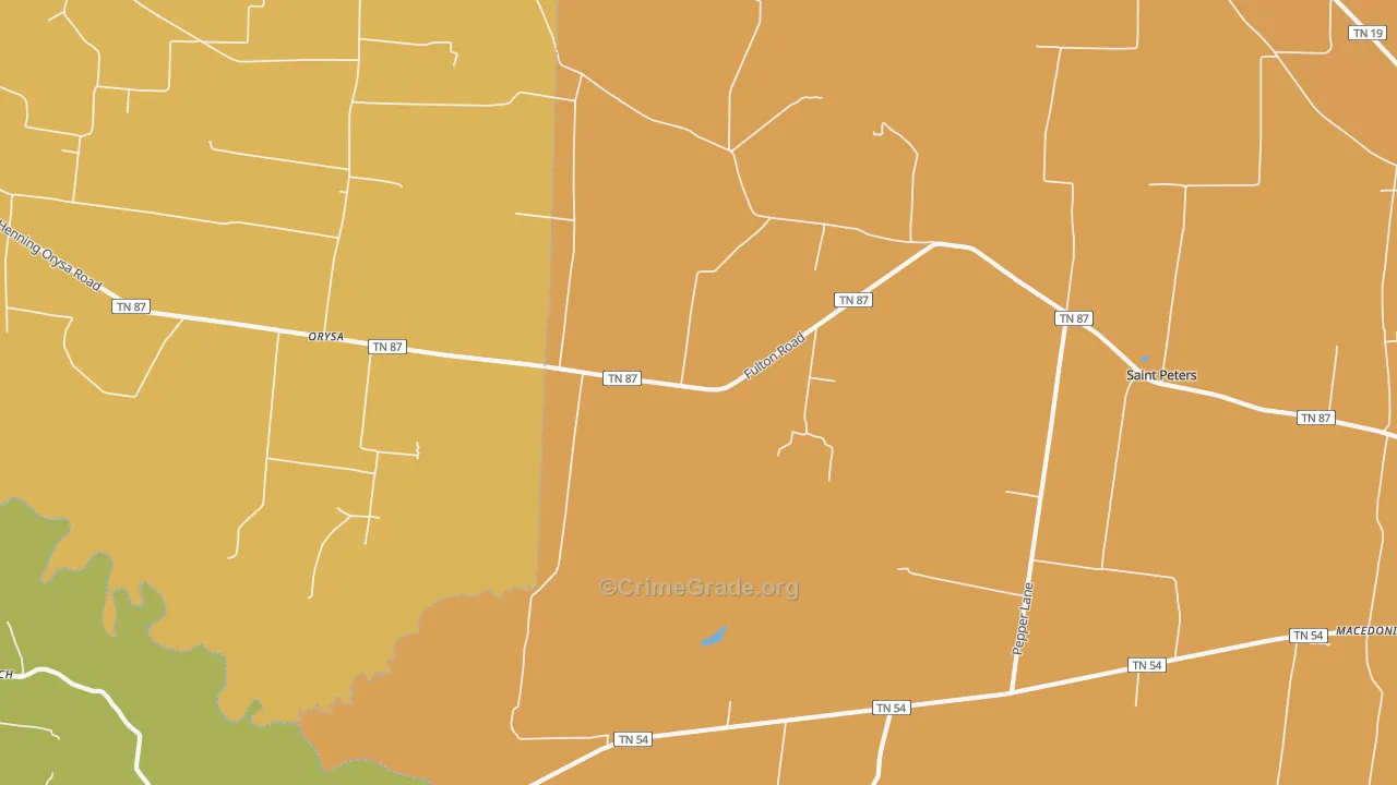 Orysa, TN Map of Vandalism Rates