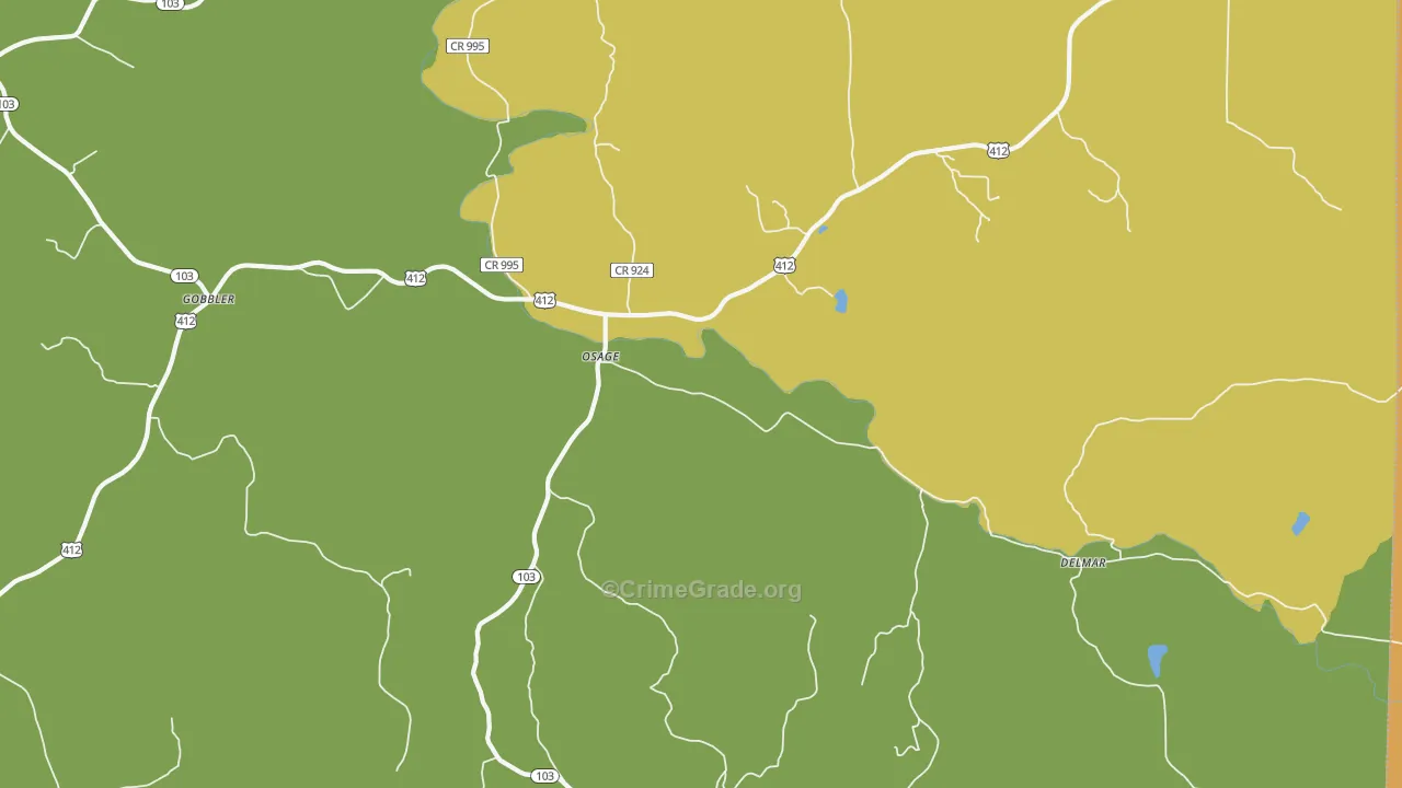 Osage, AR Map of Vandalism Rates
