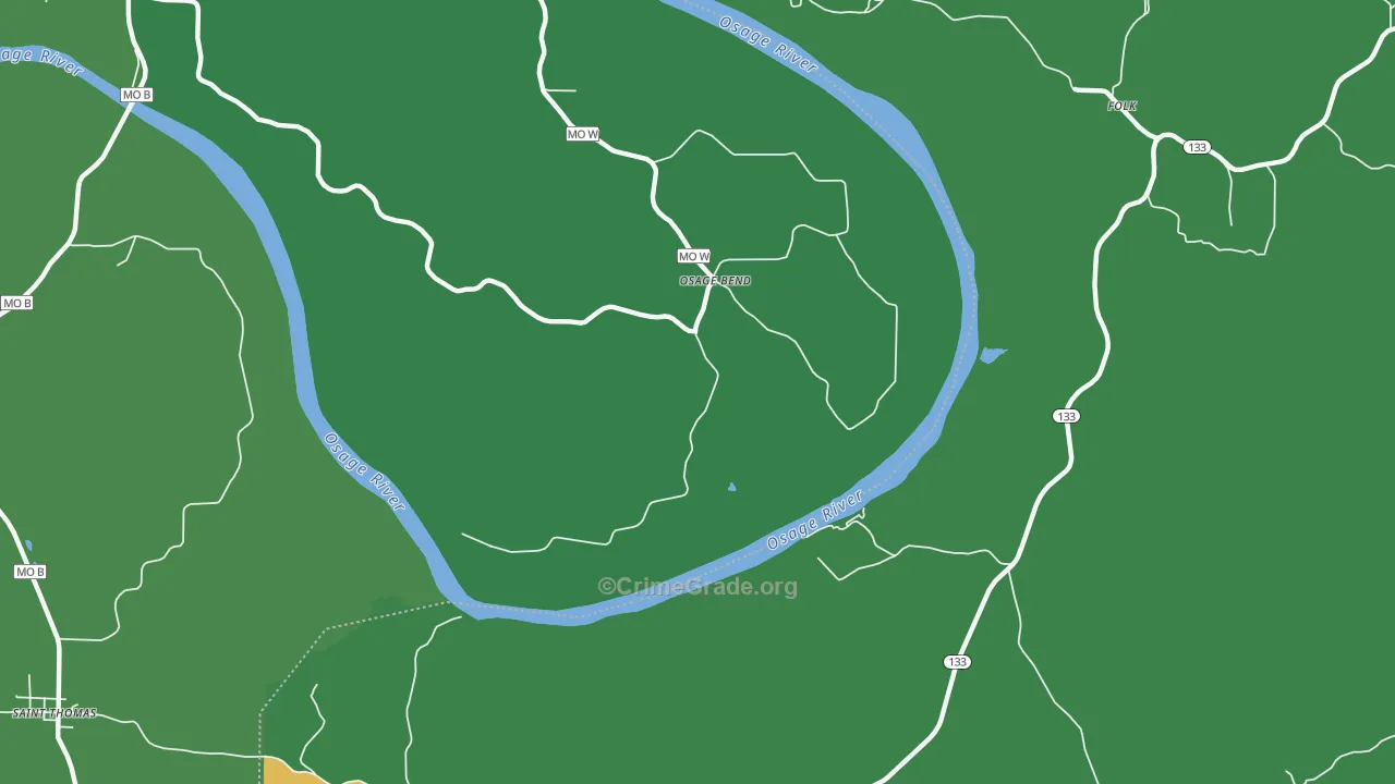 Osage Bend, MO Map of Vandalism Rates
