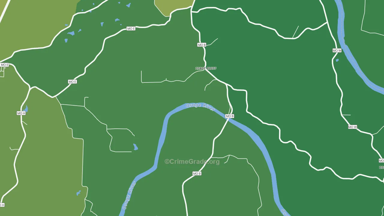 Osage Bluff, MO Map of Vandalism Rates