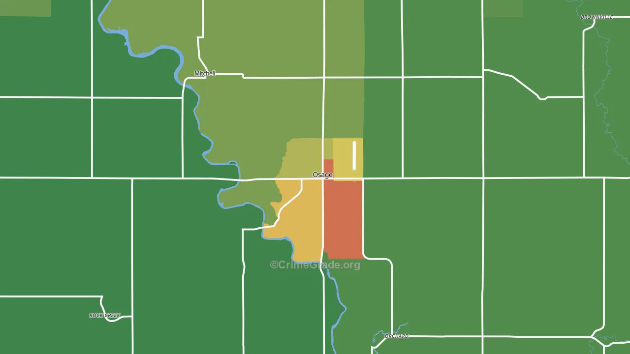 Osage, IA Map of Vandalism Rates