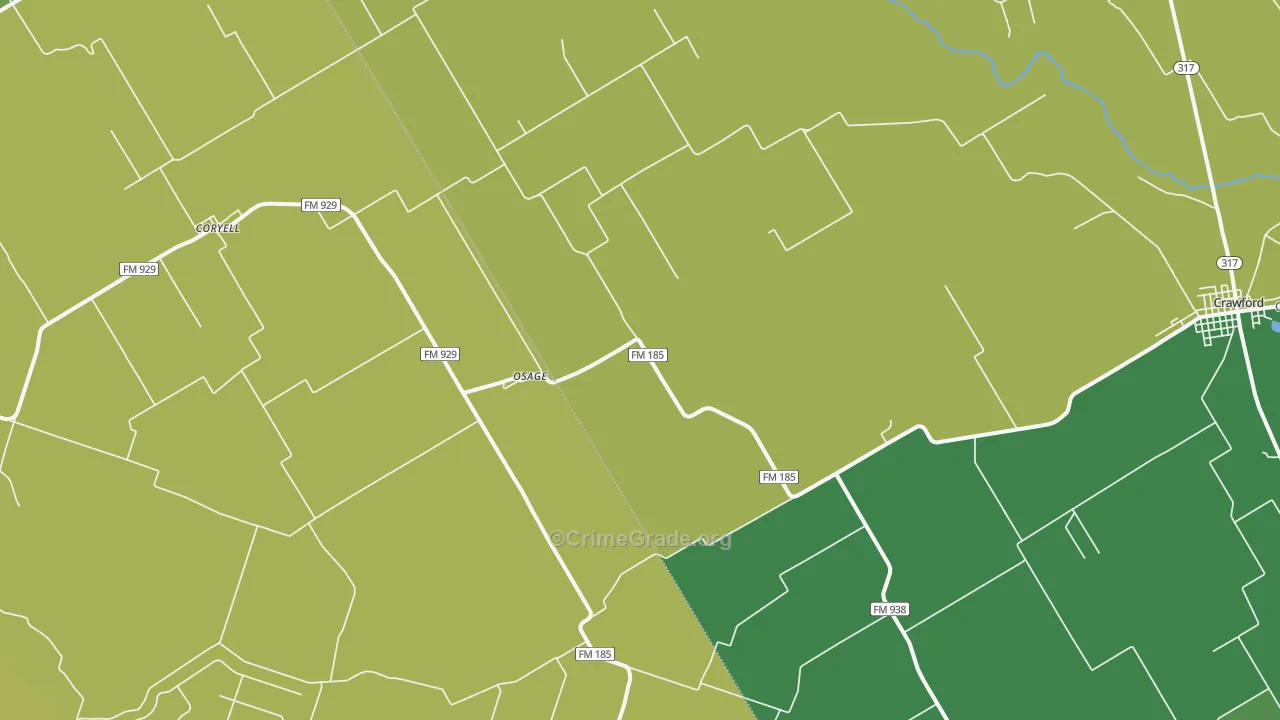 Osage, TX Map of Vandalism Rates