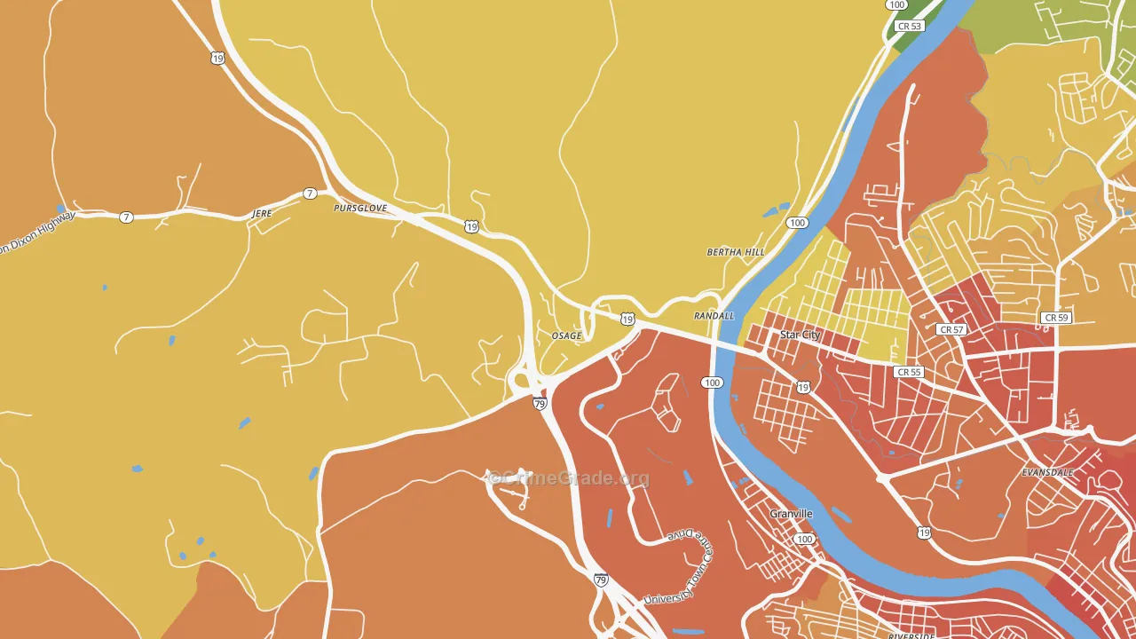 Osage, WV Map of Vandalism Rates