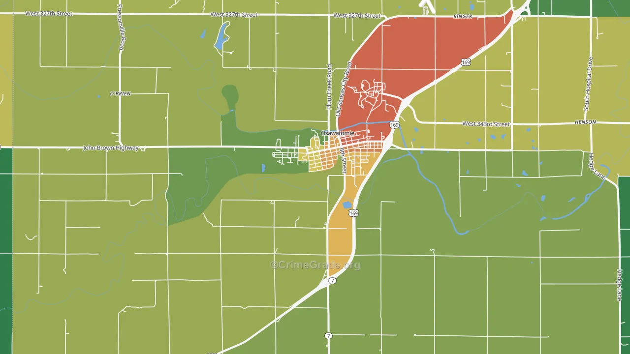 Osawatomie, KS Map of Vandalism Rates