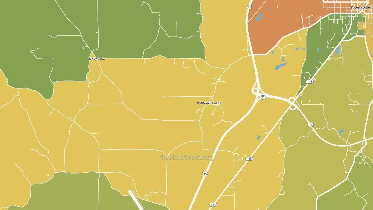 Osborne Creek, MS Map of Vandalism Rates