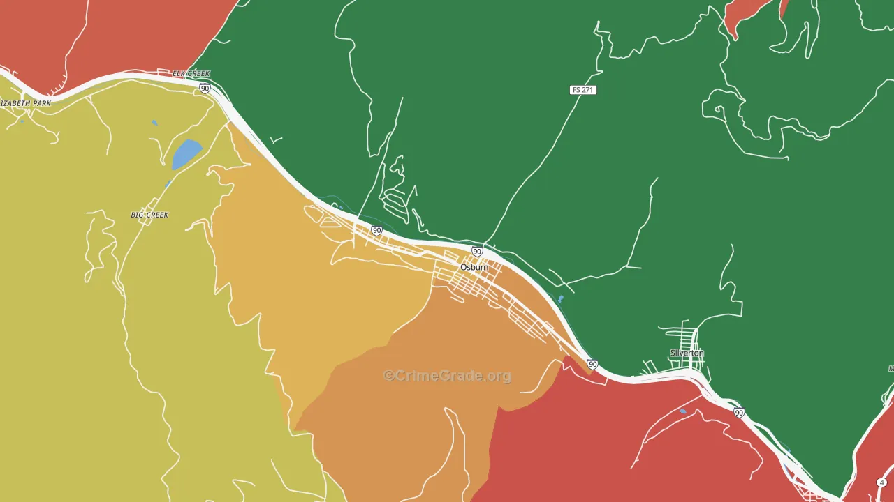 Osburn, ID Map of Vandalism Rates