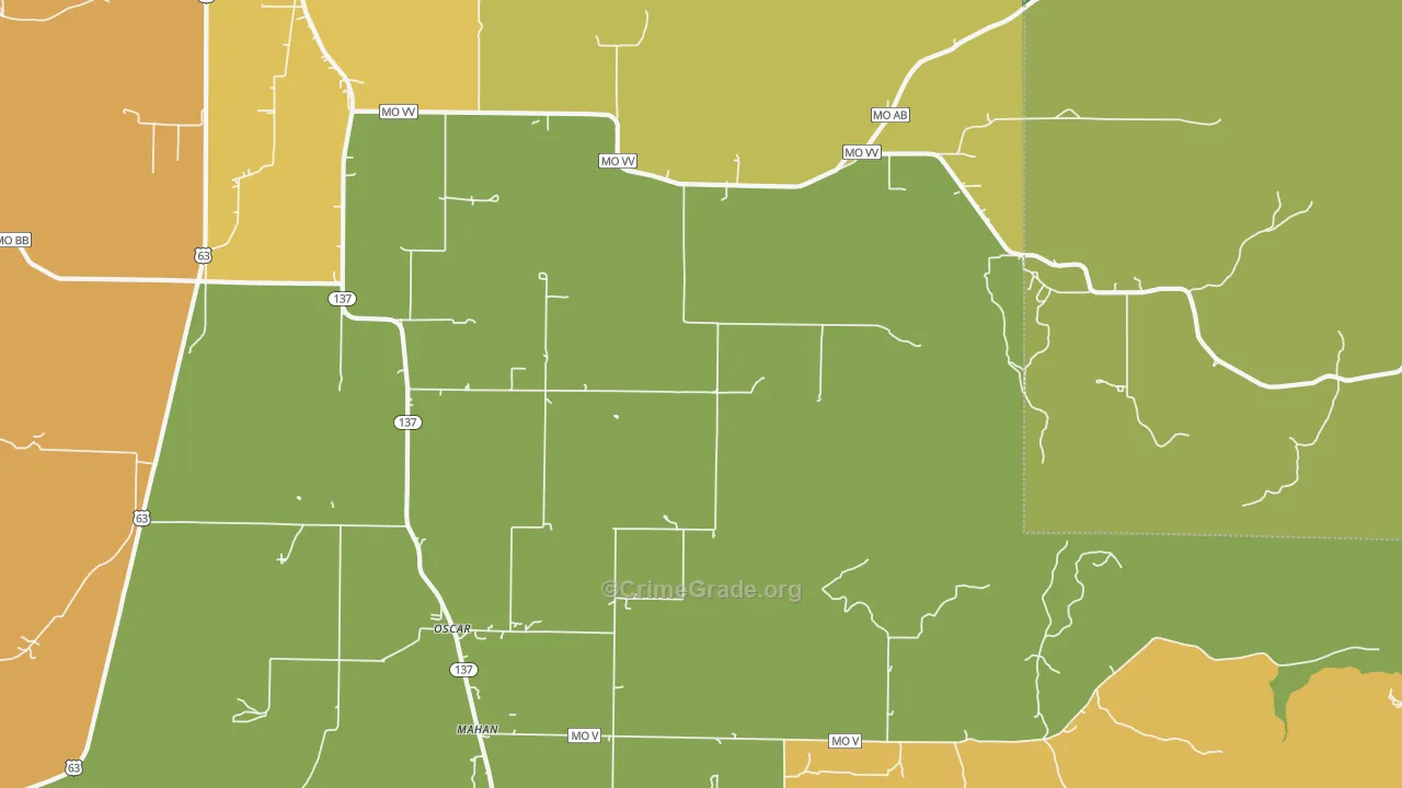Oscar, MO Map of Vandalism Rates