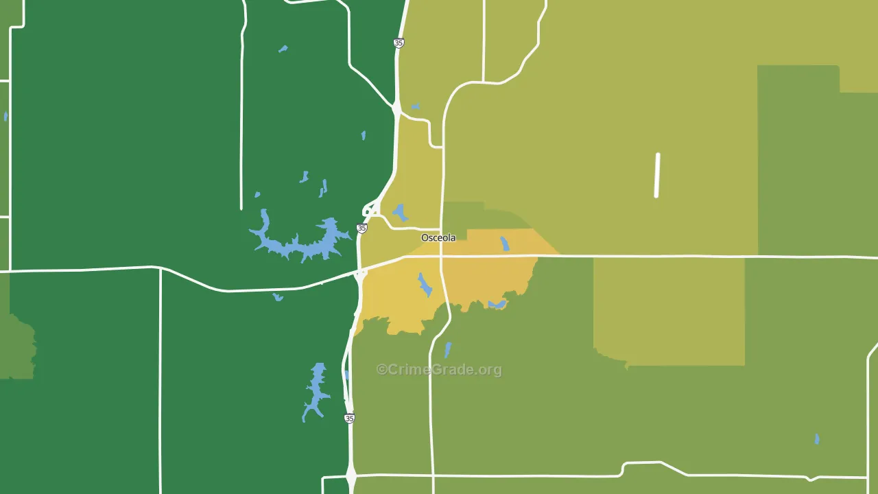 Osceola, IA Map of Vandalism Rates