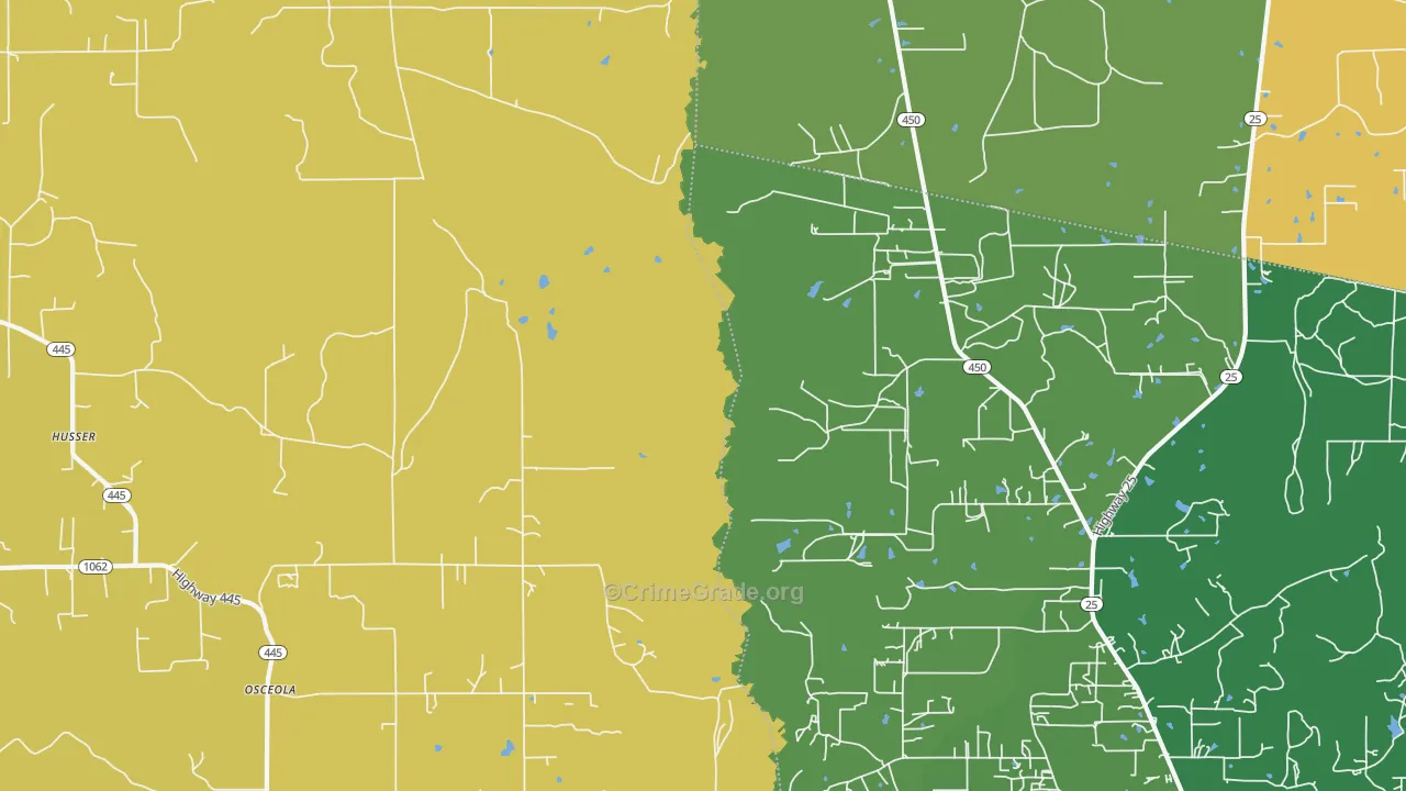 Osceola, LA Map of Vandalism Rates
