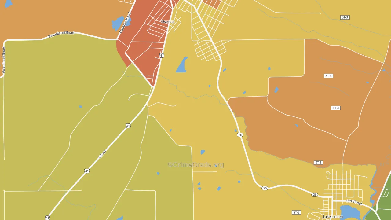 Osceola, MI Map of Vandalism Rates